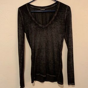 Express blank grunge long sleeve v-neck